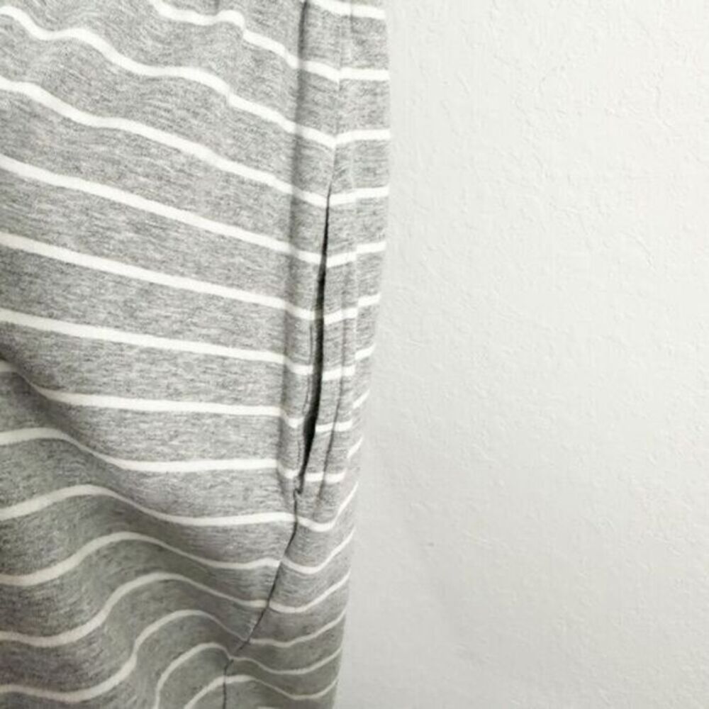 Rafaella Short Sleeve Drawstring Striped Above Knee Dress Heather Grey White XXL - Picture 5 of 7